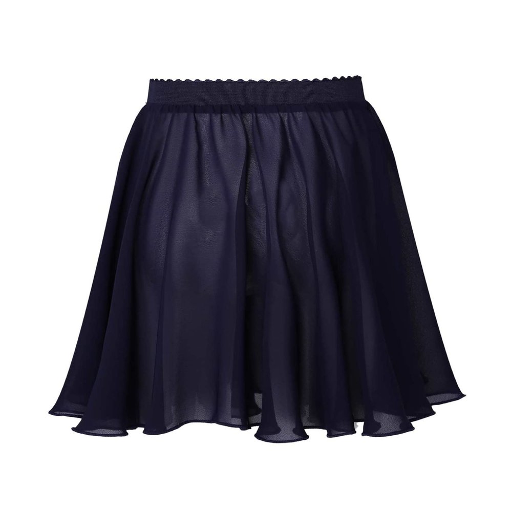 easyforever Kids Girls Basic Chiffon Pleated Pull-on Wrap Skirt Skort Ballet Dancewear Daily Casual Outfits Navy Blue P 12-15 Years