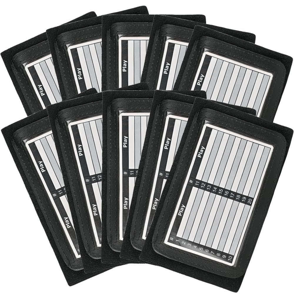 Adult Triple Playbook Wristband Quarterback Wrist(10 Pack)- Triple Windows Playbook QB Wristband - Great for Football Plays, Baseball Calls All Sports (Black)