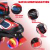 Kids Roller Skates for Girls and Boys,4 Sizes Adjustable Quad Skates with Light up Wheels, Birthday Gift for Kids Children Beginners,Red L view 2