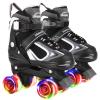 Kids Roller Skates for Girls and Boys,4 Sizes Adjustable Quad Skates with Light up Wheels, Birthday Gift for Kids Children Beginners,Black S view 1