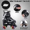 Kids Roller Skates for Girls and Boys,4 Sizes Adjustable Quad Skates with Light up Wheels, Birthday Gift for Kids Children Beginners,Black S view 2