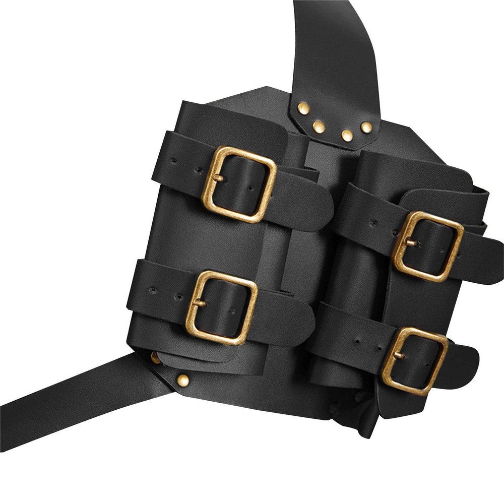 Shakven Medieval Renaissance Double Sword Holster, PU Leather Shoulder Back Belt Sword Frog Scabbard Holder Adjustable Strap, Costume Cosplay Prop Black Brown