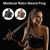 Shakven Medieval Renaissance Double Sword Holster, PU Leather Shoulder Back Belt Sword Frog Scabbard Holder Adjustable Strap, Costume Cosplay Prop Black Brown view 2