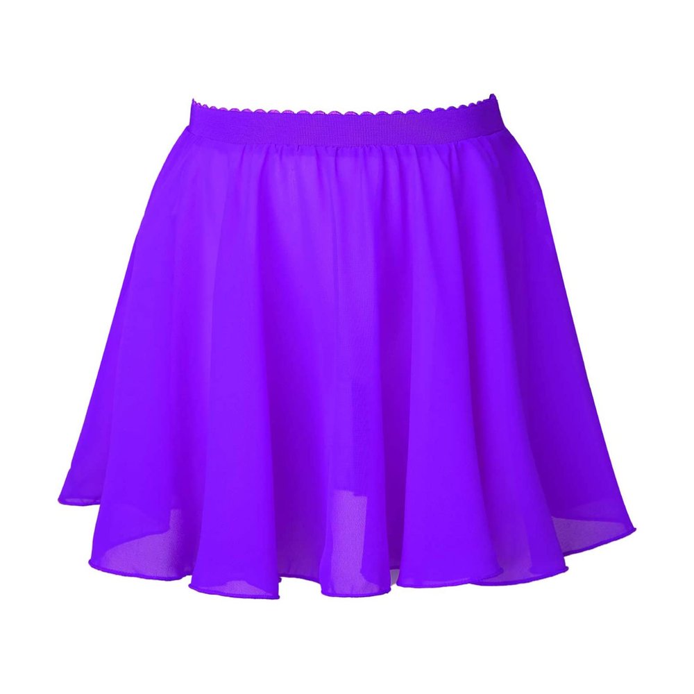 FEESHOW Girls Chiffon Ballet Mini Wrap Solid Color Skirt Classic Basic Workout Gymnastic Training Ballerina Dancewear Light Purple 12-15 Years