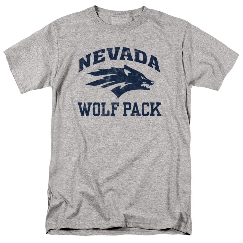 University of Nevada, Reno Official Wolf Pack Logo Unisex Adult T Shirt,Athletic Heather, 5X-Large