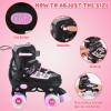 Kids Roller Skates for Girls and Boys,4 Sizes Adjustable Quad Skates with Light up Wheels, Birthday Gift for Kids Children Beginners,Patines para Nias Nios view 4