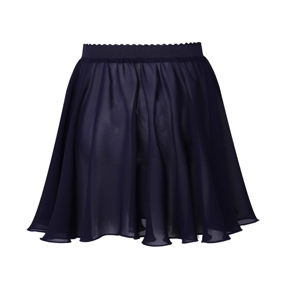 FEESHOW Girls Chiffon Ballet Mini Wrap Solid Color Skirt Classic Basic Workout Gymnastic Training Ballerina Dancewear Navy Blue 12-15 Years