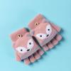 PURFUN Kids Short Knitted Half Finger Gloves with Flip Top, Winter Warm Writing Cycling Travel Camping Mitts Full-Finger Gloves for 3-8 Yrs, Girls Boys Christmas Halloween Mittens view 2