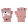 PURFUN Kids Short Knitted Half Finger Gloves with Flip Top, Winter Warm Writing Cycling Travel Camping Mitts Full-Finger Gloves for 3-8 Yrs, Girls Boys Christmas Halloween Mittens view 3