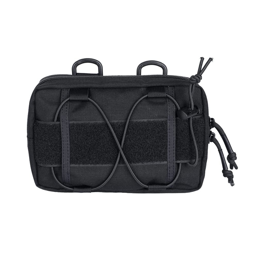 EXCELLENT ELITE SPANKER Tactical Molle Admin Pouch Compact Utility EDC Tool Bag with Shoulder Strap Nylon Belt Waist Bag for Tactical Accessories (BLK)