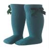 JEATHA Toddler Cute Knee High Baby Socks Kids Girls Velvet Bow Pom Poms Decor Tube Stockings Dark Blue 2-3 Years view 1