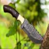 Nooraki 11 Handmade Damascus Steel Bushcraft Knife with Brown Micarta Handle Full Tang Outdoor Survival Knife for Camping & Hunting Includes Leather Sheath view 2
