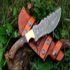 Nooraki 11 Handmade Damascus Steel Bushcraft Knife with Brown Micarta Handle Full Tang Outdoor Survival Knife for Camping & Hunting Includes Leather Sheath view 3