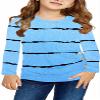 Ebifin Girls Long Sleeve Shirts Kids Casual Crewneck Tunic Tops Button Striped Tee Blouses Size 4-15 view 1