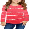 Ebifin Girls Long Sleeve Shirts Kids Casual Crewneck Tunic Tops Button Striped Tee Blouses Size 4-15 view 1