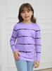 Ebifin Girls Long Sleeve Shirts Kids Casual Crewneck Tunic Tops Button Striped Tee Blouses Size 4-15 view 2