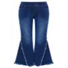 Agoky Kids Girls Stylish Flared Jeans High Waist Ruffle Hem Denim Pants Casual Ripped Bell Bottom Jeans Bottoms Dark Blue 4 Years view 1