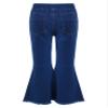 Agoky Kids Girls Stylish Flared Jeans High Waist Ruffle Hem Denim Pants Casual Ripped Bell Bottom Jeans Bottoms Dark Blue 4 Years view 2