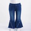 Agoky Kids Girls Stylish Flared Jeans High Waist Ruffle Hem Denim Pants Casual Ripped Bell Bottom Jeans Bottoms Dark Blue 4 Years view 4