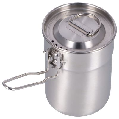 Camping Coffee Pot, Easy Carry Outdoors Coffees Maker Cup Wire Drawing with Foldable Handle Lid for Hiking