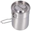 Camping Coffee Pot, Easy Carry Outdoors Coffees Maker Cup Wire Drawing with Foldable Handle Lid for Hiking view 1