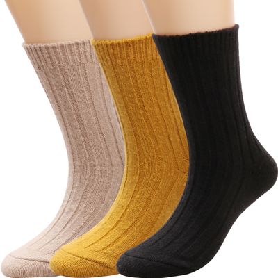 TINTAO 3 Pairs Women Winter Wool Cable Knit Crew Knee High Boot Socks,Size 5-11 W605