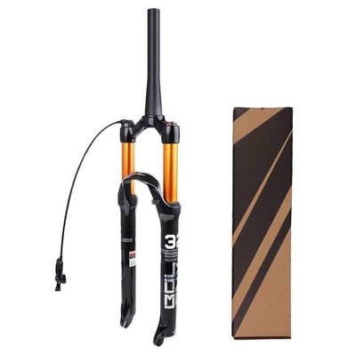 LvTu Magnesium Alloy Suspension Fork 26/27.5/29 Inch, Tapered Steerer and Straight Steerer Front Fork (Color : Tapered Remote Lockout, Size : 27.5")