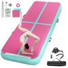FBSPORT 10ft Inflatable Air Gymnastics Mat Training Mats 4 inches Thickness Gymnastics Tracks for Home Use/Training/Cheerleading/Yoga/Water with Pump Pink+Green view 1