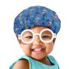 Babrukda Cute Dinosaur Blue Print Kids Satin Sleep Cap, Boys Girls Slouchy Sleeping Hat Beanie Slap Hat for Toddler Children Baby Adjustable Elastic Band Hair Cover Curly Hair Cap view 1