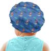Babrukda Cute Dinosaur Blue Print Kids Satin Sleep Cap, Boys Girls Slouchy Sleeping Hat Beanie Slap Hat for Toddler Children Baby Adjustable Elastic Band Hair Cover Curly Hair Cap view 2
