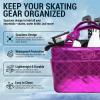 Kami-So Ice Skate Bag Tote | Ice Tote Organizer with Structured Build and Open Compartments | Ideal for Rink Storage, Water Bottle, and Gear | Skate Bag for Women | Metal Fuchsia view 2