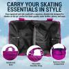 Kami-So Ice Skate Bag Tote | Ice Tote Organizer with Structured Build and Open Compartments | Ideal for Rink Storage, Water Bottle, and Gear | Skate Bag for Women | Metal Fuchsia view 3