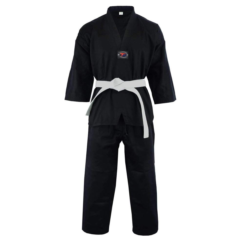 Ultimate - Taekwondo Gi Uniform - Kids Adults Unisex White Belt Included (Black, 000)