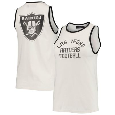 Junk Food Women's White/Black Las Vegas Raiders Throwback Pop Binding Scoop Neck Tank Top
