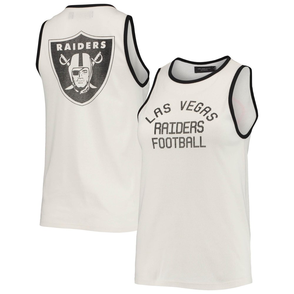 Junk Food Women's White/Black Las Vegas Raiders Throwback Pop Binding Scoop Neck Tank Top