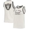 Junk Food Women's White/Black Las Vegas Raiders Throwback Pop Binding Scoop Neck Tank Top view 1
