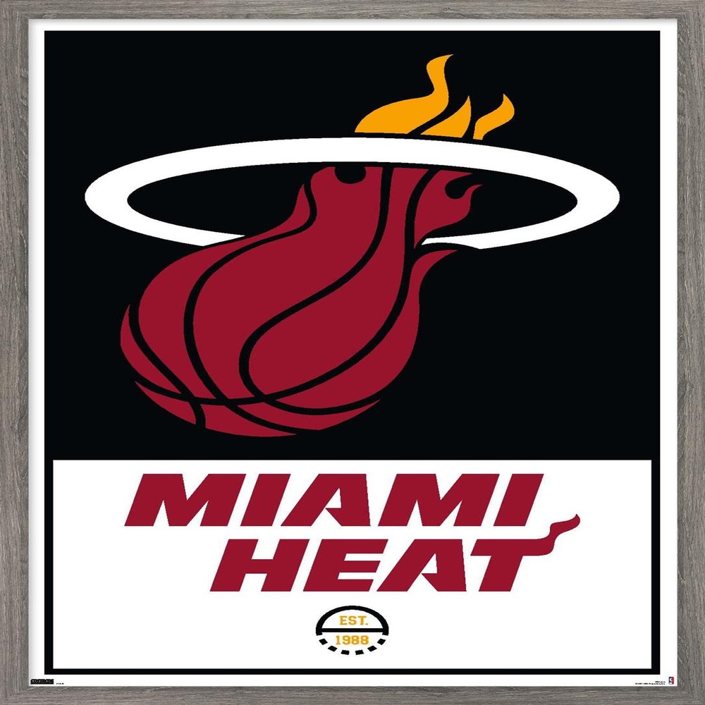 Trends International NBA Miami Heat - Logo 21 Wall Poster, 14.725" x 22.375", Barnwood Framed Version