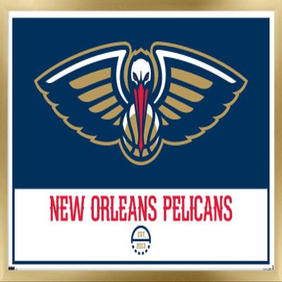 Trends International NBA New Orleans Pelicans - Logo 21 Wall Poster, 22.375" x 34", Gold Framed Version