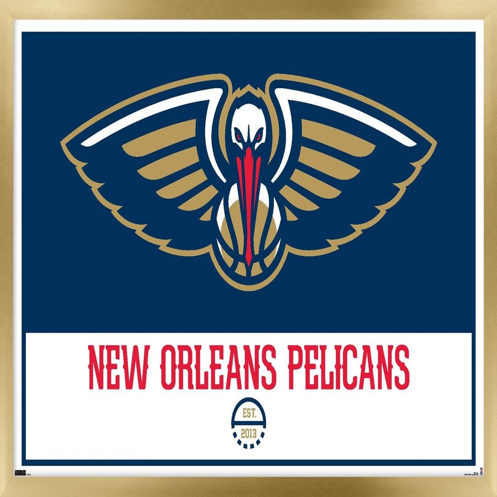 Trends International NBA New Orleans Pelicans - Logo 21 Wall Poster, 22.375" x 34", Gold Framed Version
