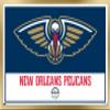 Trends International NBA New Orleans Pelicans - Logo 21 Wall Poster, 22.375" x 34", Gold Framed Version view 1