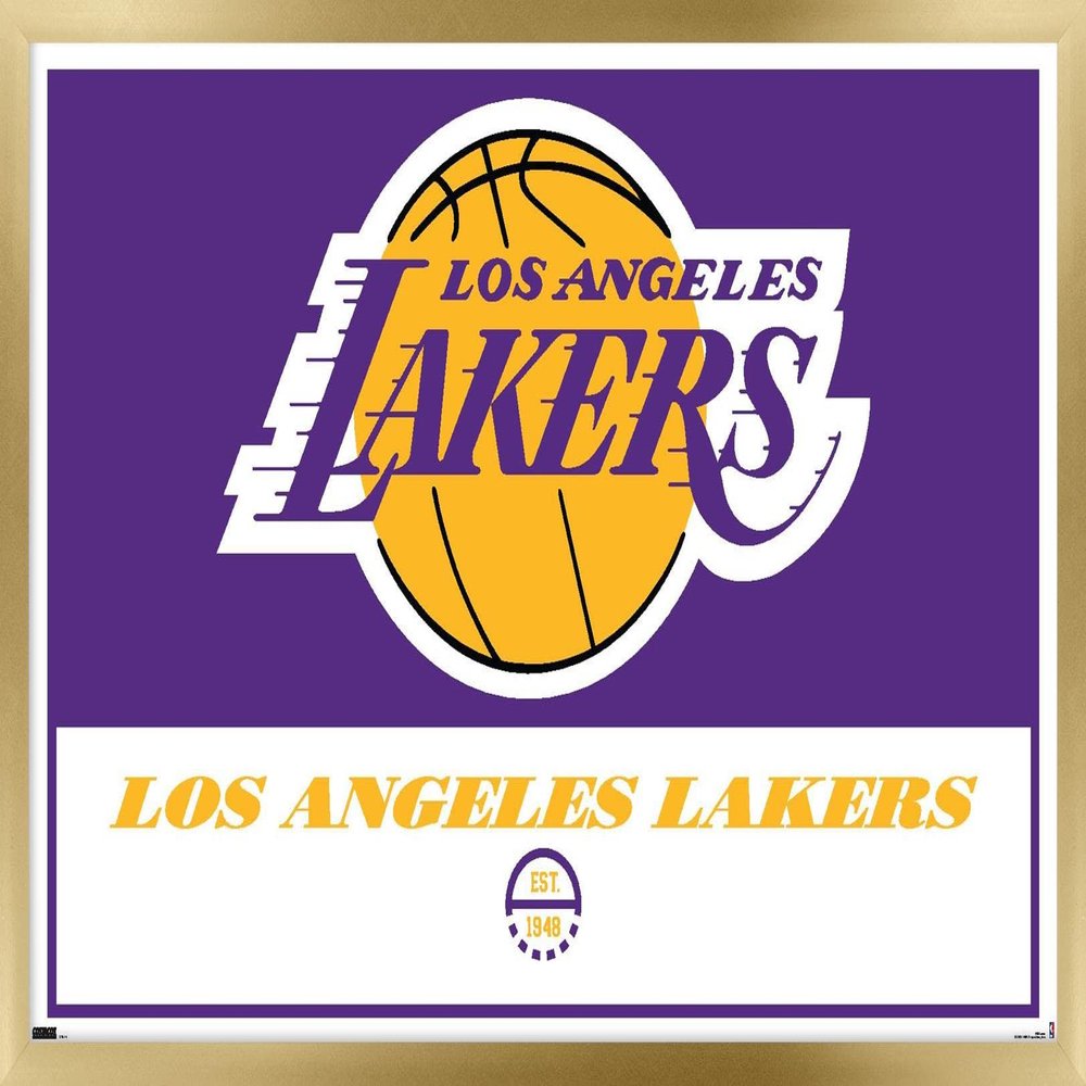 Trends International NBA Los Angeles Lakers - Logo 21 Wall Poster, 14.725" x 22.375", Gold Framed Version