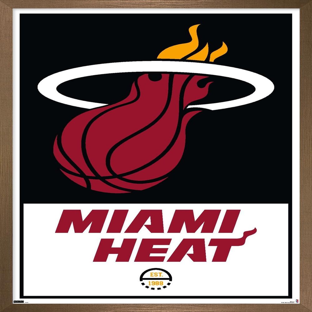 Trends International NBA Miami Heat - Logo 21 Wall Poster, 14.725" x 22.375", Bronze Framed Version