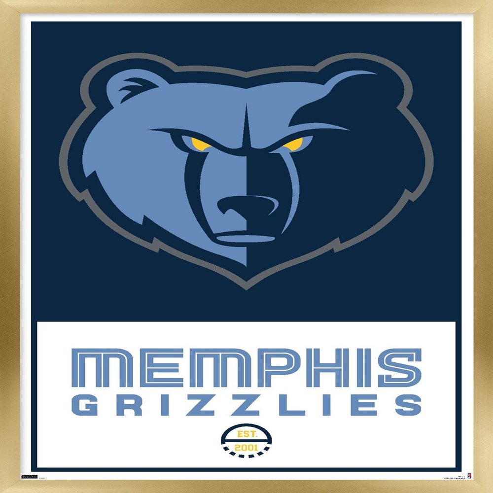 Trends International NBA Memphis Grizzlies - Logo 21 Wall Poster, 14.725" x 22.375", Gold Framed Version
