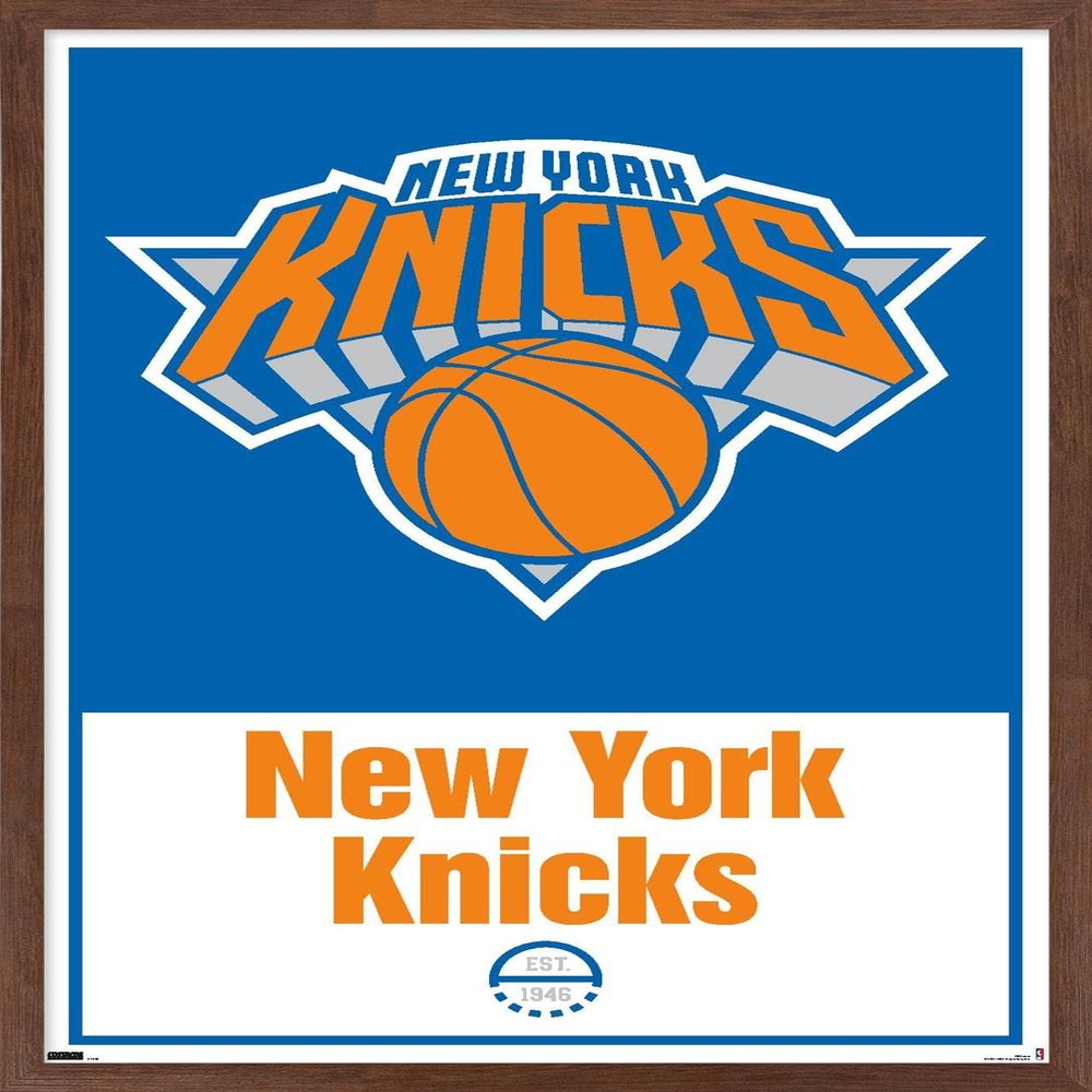 Trends International NBA New York Knicks - Logo 21 Wall Poster, 22.375" x 34", Mahogany Framed Version