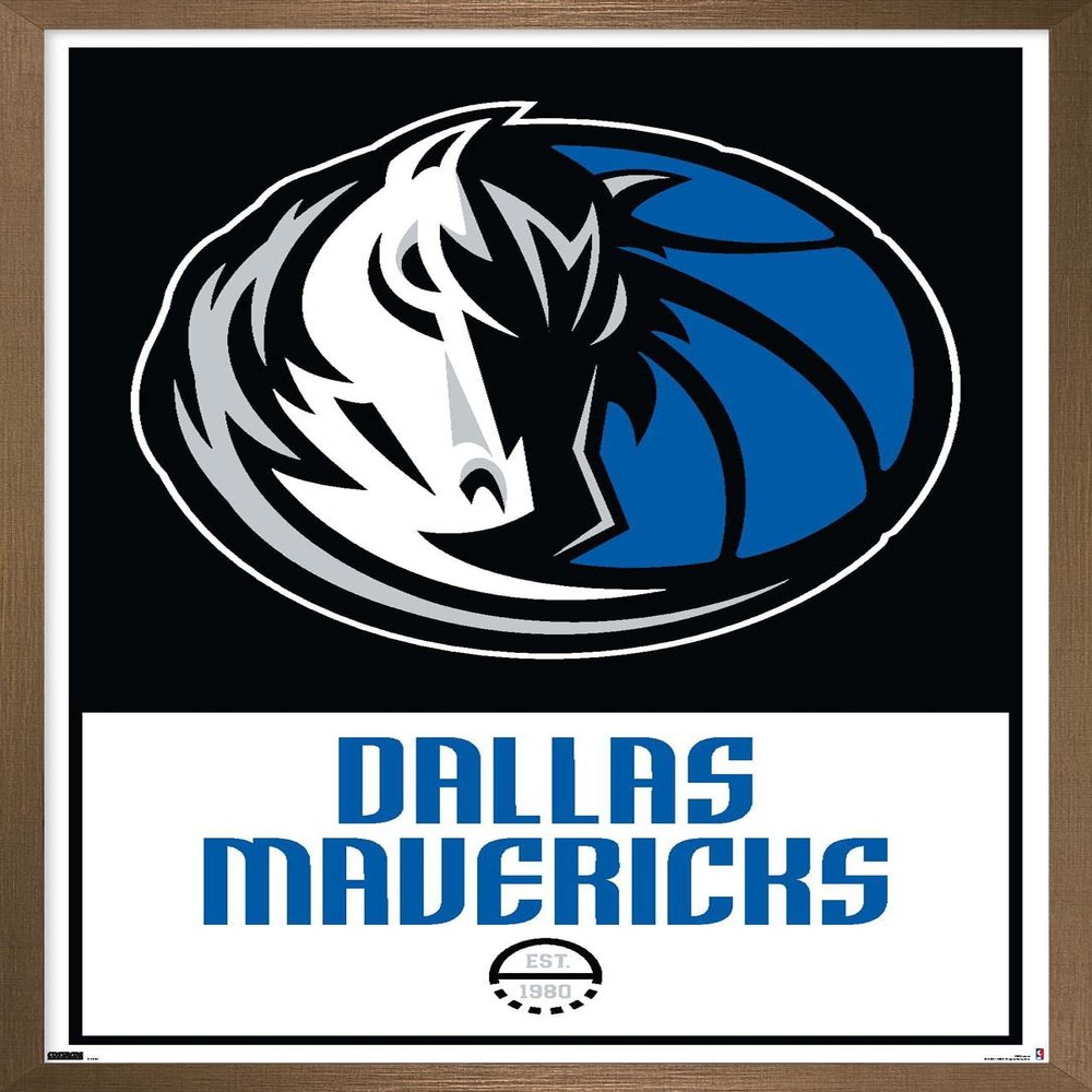 Trends International NBA Dallas Mavericks - Logo 21 Wall Poster, 22.375" x 34", Bronze Framed Version