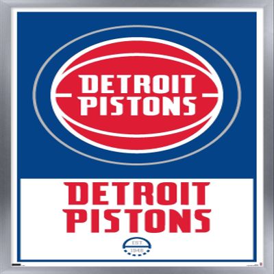 Trends International NBA Detroit Pistons - Logo 21 Wall Poster, 14.725" x 22.375", Silver Framed Version