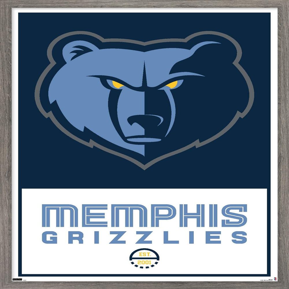 Trends International NBA Memphis Grizzlies - Logo 21 Wall Poster, 14.725" x 22.375", Barnwood Framed Version
