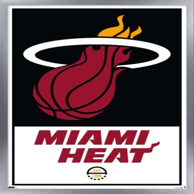 Trends International NBA Miami Heat - Logo 21 Wall Poster, 14.725" x 22.375", Silver Framed Version