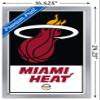 Trends International NBA Miami Heat - Logo 21 Wall Poster, 14.725" x 22.375", Silver Framed Version view 3