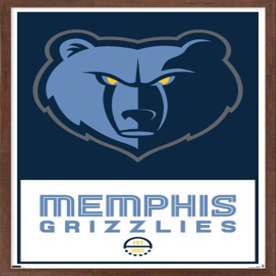 Trends International NBA Memphis Grizzlies - Logo 21 Wall Poster, 14.725" x 22.375", Mahogany Framed Version